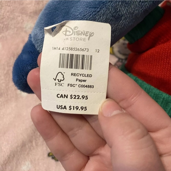 Disney Store Stitch Plaid Bow Tie Red Sweater Stuffed Animal Plush Holiday - Picture 4 of 5